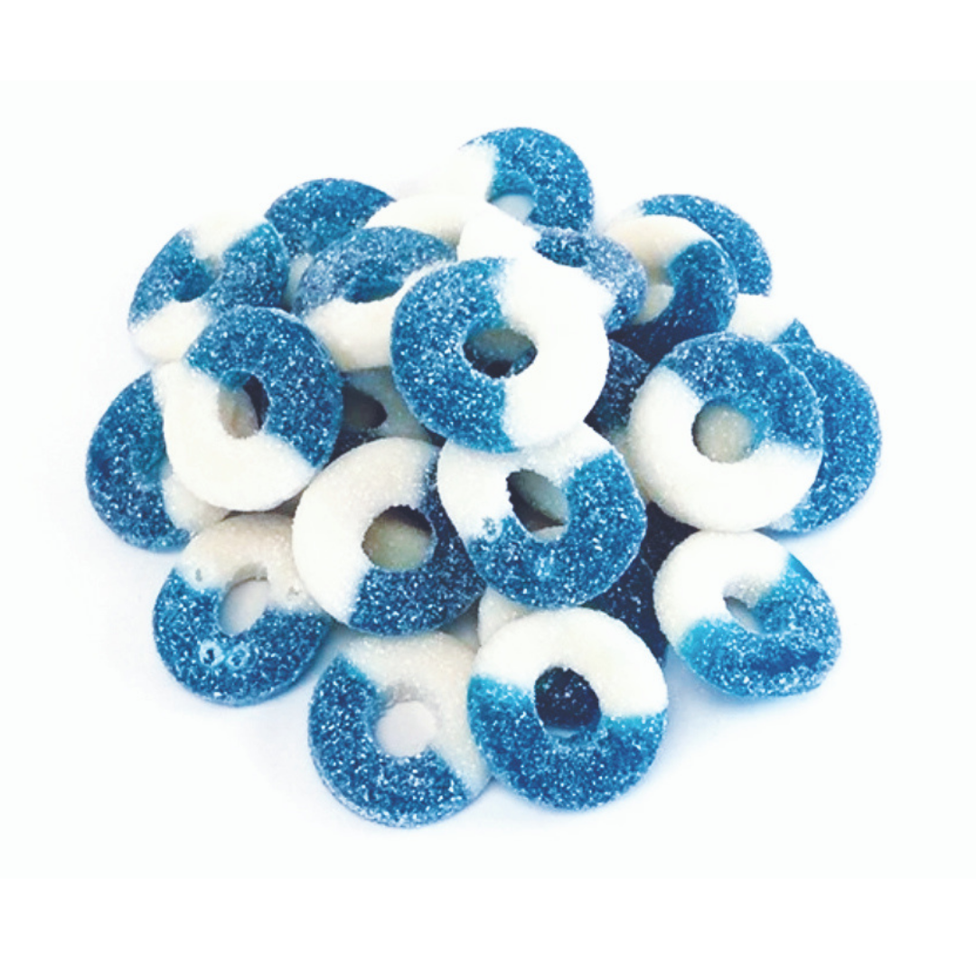 Blue Raspberry Gummy Rings Candy - 5lb