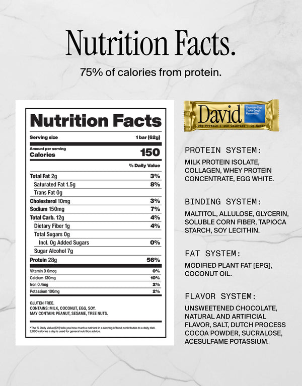 David Bar Chocolate Chip Cookie Dough (12pk)