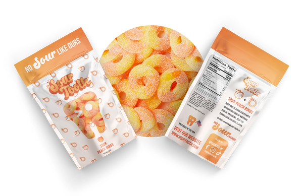 Sour Tooth Sour Peach Rings 4oz x 12ct