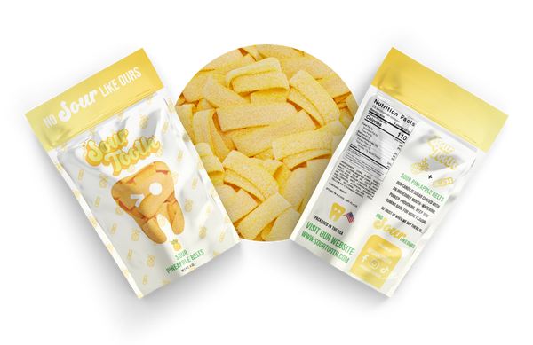 Sour Tooth Sour Pineapple Belts 4oz x 12ct
