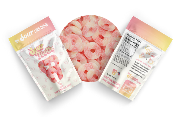 Sour Tooth Sour Pink Lemonade Rings 4oz x 12ct