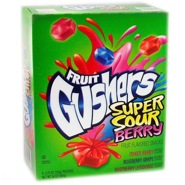 Fruit Gushers Super Sour Berry Flavored Fruit Snacks 6x34oz (12.75 lb)